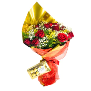 Buquê Amorato red com bombons Ferrero Rocher